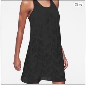 Athleta Brookfield Laser Cut Racerback Black Dress